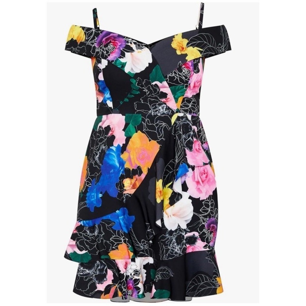 (1B23/10)NWT size 22 Flowers Print Dress city chic floral vacation beach dress